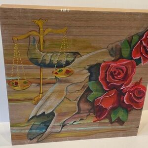 ORIGINAL PAINTING ON A WOOD FRAME- LIBRA or LAWYER WORTHY